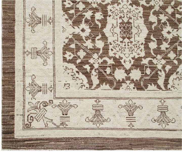 6x9 Ariana Traditional Agra Rug | Brown & Ivory Afghan Wool