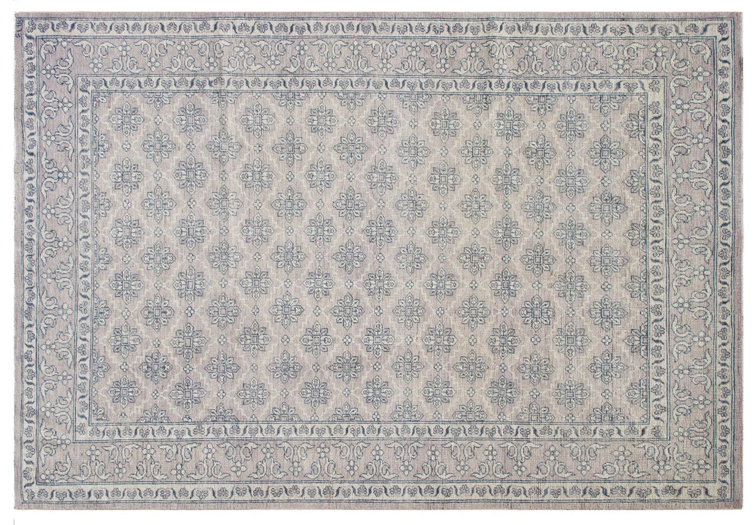 6x9 Ariana Traditional Khotan Rug | Mauve & Blue Afghan Wool