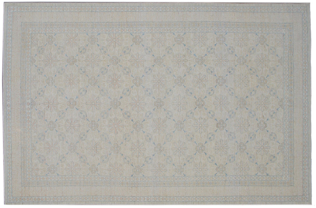 6x9 Ariana Transitional Kerman Rug | Ivory & Blue Persian Design