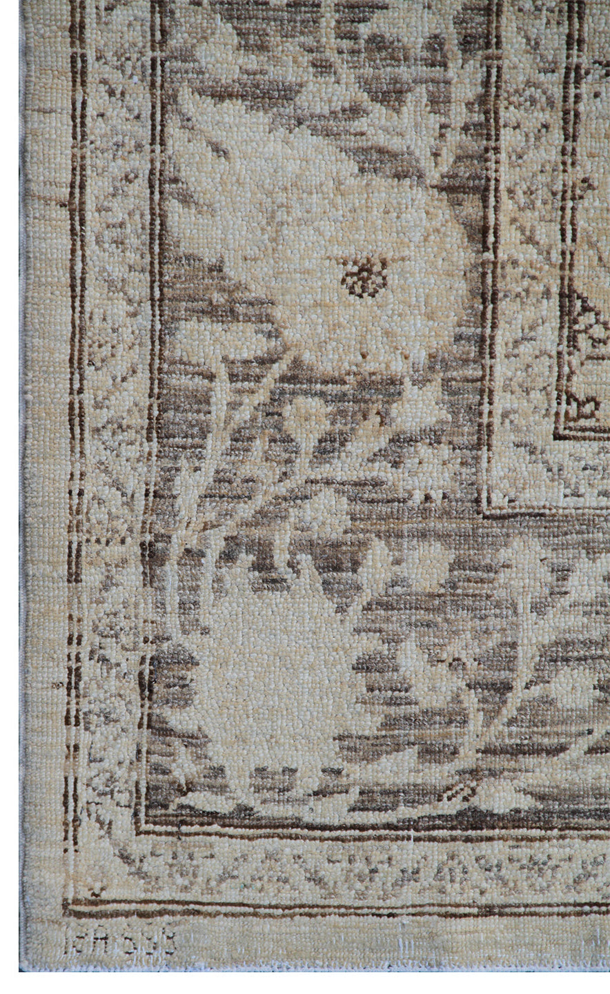 Ariana Transitional Cream & Brown Wool Rug | 6x8 Hand-Knotted
