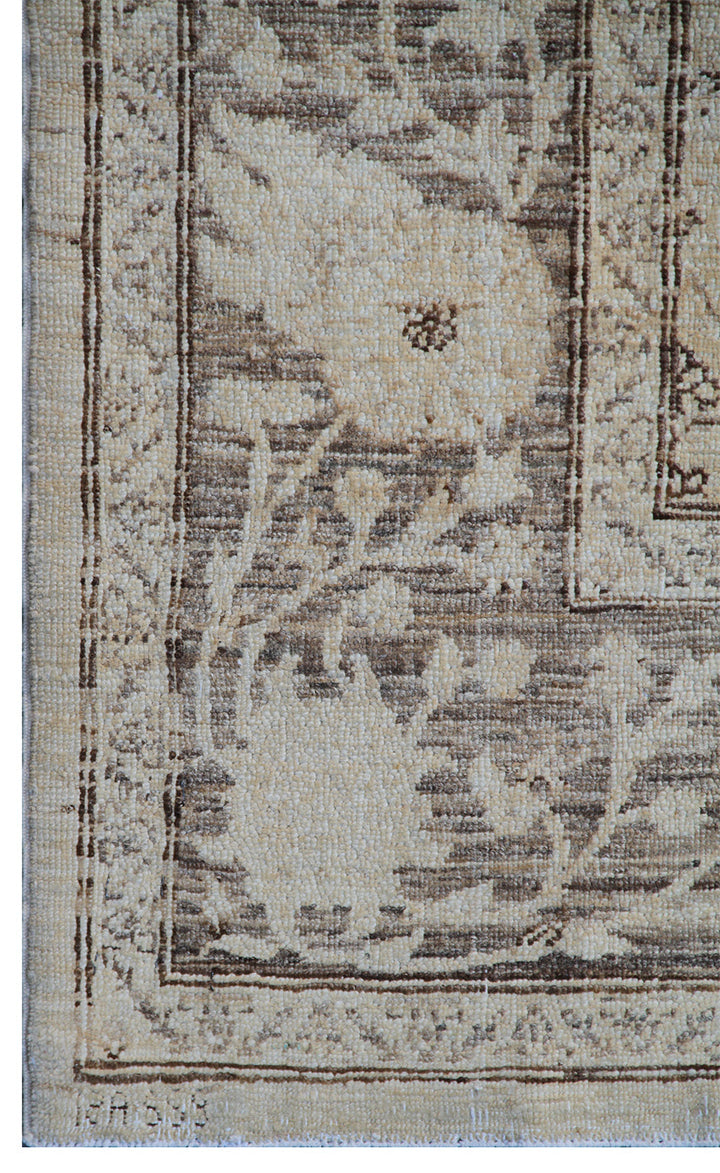Ariana Transitional Cream & Brown Wool Rug | 6x8 Hand-Knotted