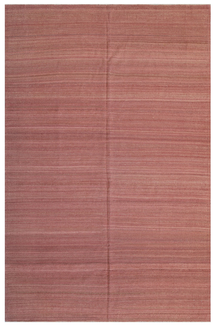 Handwoven wool kilim in copper and cinnamon sunset tones with a striped stria design, crafted in Afghanistan. Luxury flatweave from the Ariana Kilim Collection.