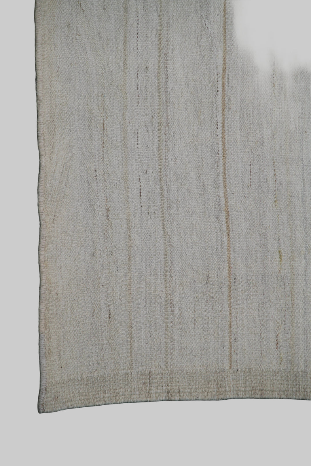authentic 4x14 solid light color handmade flatweave kilim runner rug from the Ariana Collection, showcasing its clean minimalist texture and wide wool-on-cotton weave.