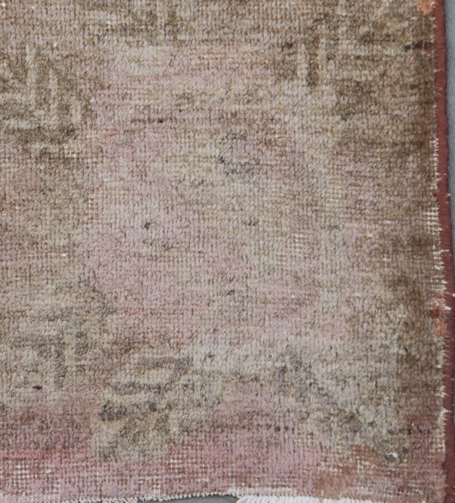 4x8 antique Samarkand hand-knotted wool area rug featuring faded floral motifs in muted tones by Ariana Rugs.