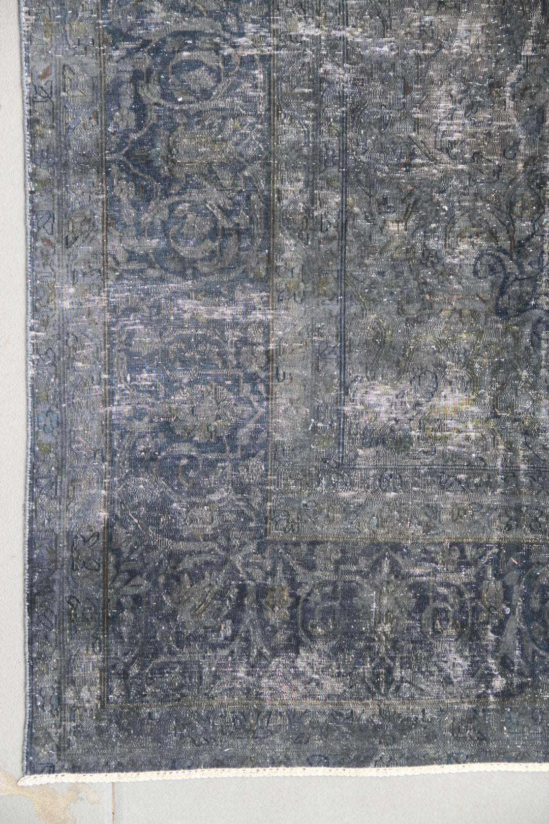 8'x10' Vintage Persian Tabriz Rug | Grey Blue Overdyed Rug