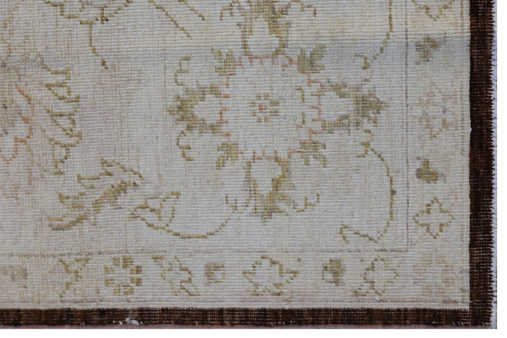 Transitional Floral Afghan Rug – Hand-Knotted | Rich Brown & Ivory