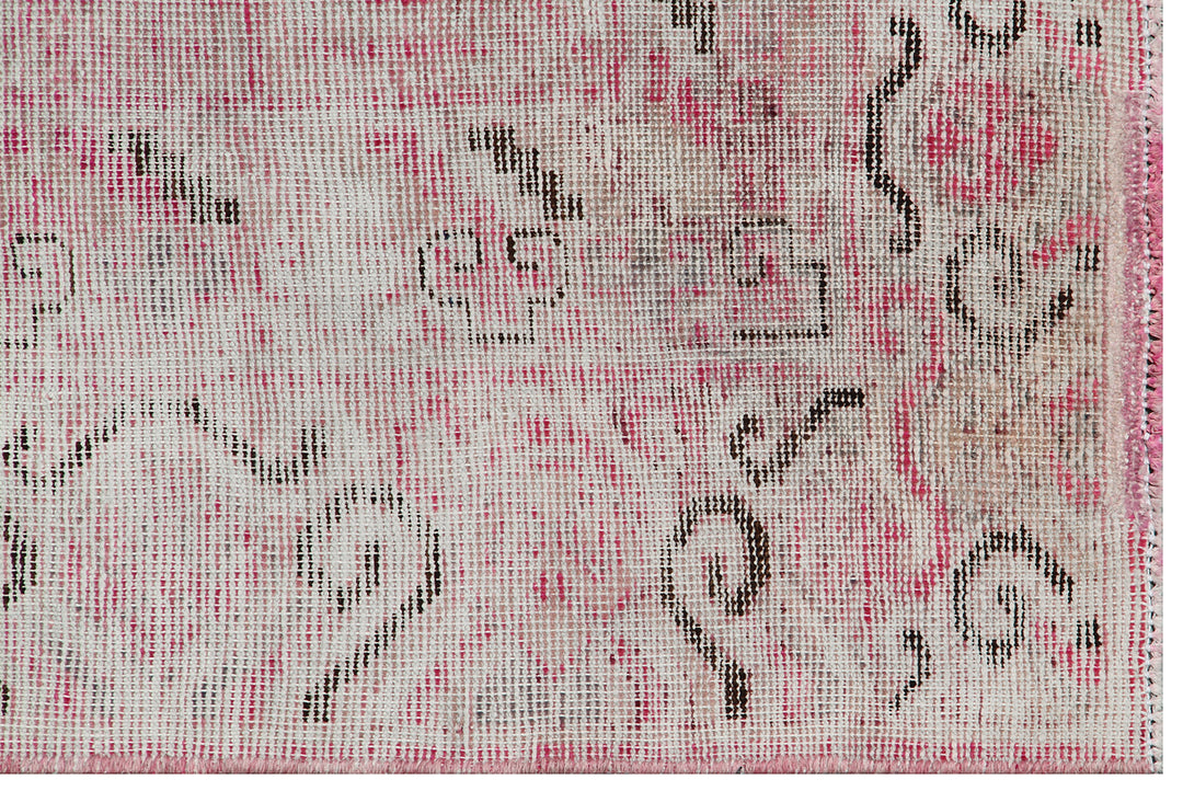 Antique Samarkand wool rug measuring 10'10" x 5'7" featuring a pink and cream color palette with classic medallion designs.