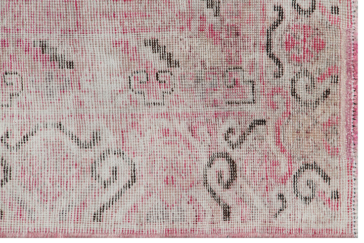 Antique Samarkand wool rug measuring 10'10" x 5'7" featuring a pink and cream color palette with classic medallion designs.