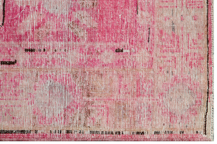 Antique Samarkand Yarkand rug measuring 7'0" x 4'1" featuring a pink vase design in a pink, cream, and brown wool construction.
