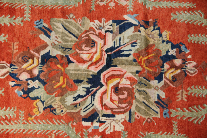 Antique semi-antique Chinese Turkistan Khotan Samarkand rug measuring 8'9" x 5'11" hand-knotted circa 1920-1930 in fine wool.