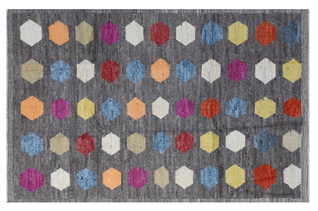 Ariana Rugs Barchi Collection Hand-Knotted Moroccan Style Hexagon Wool Rug