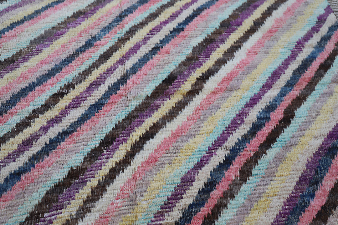 Ariana Barchi Collection 6x9 Multi-Color Striped Moroccan Style Hand-Knotted Wool Rug