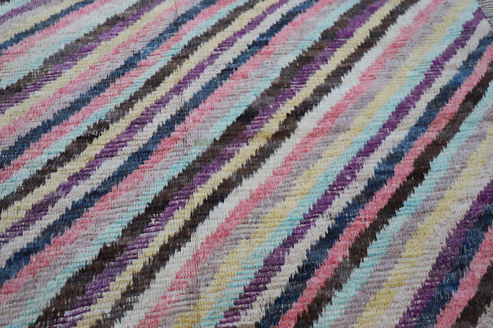 Ariana Barchi Collection 6x9 Multi-Color Striped Moroccan Style Hand-Knotted Wool Rug