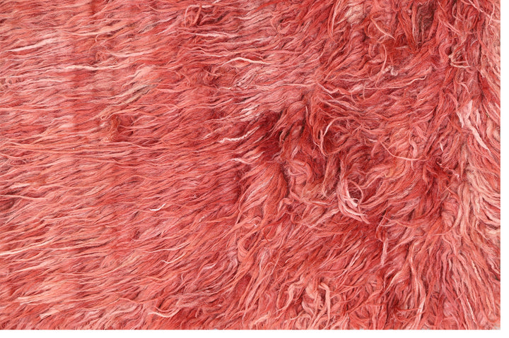 Ariana Barchi Collection 6x9 Solid Red Moroccan Style Shaggy Hand-Knotted Wool Rug