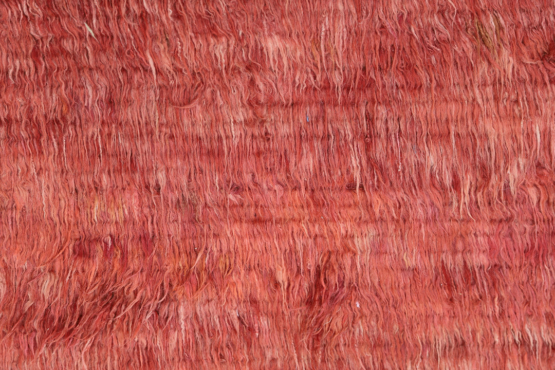 Ariana Barchi Collection 6x9 Solid Red Moroccan Style Shaggy Hand-Knotted Wool Rug