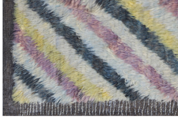 Ariana Barchi Collection 7x10 Diagonal Stripe Moroccan Style Hand-Knotted Wool Rug