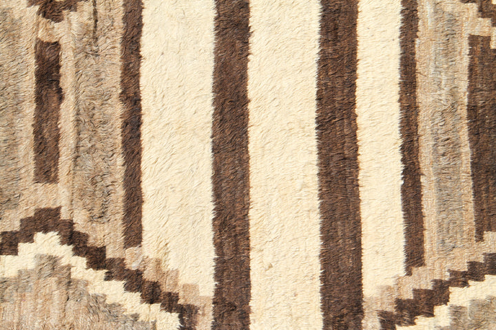 Ariana Barchi Collection 8x10 Aztec Navajo Design Shaggy Hand-Knotted Undyed Wool Rug