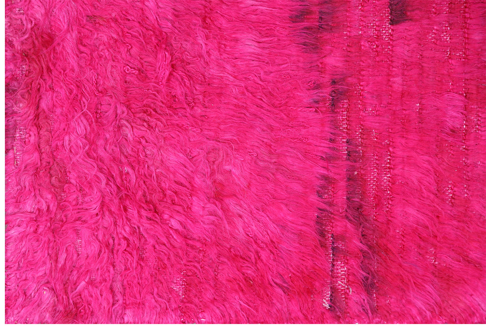 Ariana Barchi Collection 8x10 Hot Pink Moroccan Style Shaggy Hand-Knotted Wool Rug