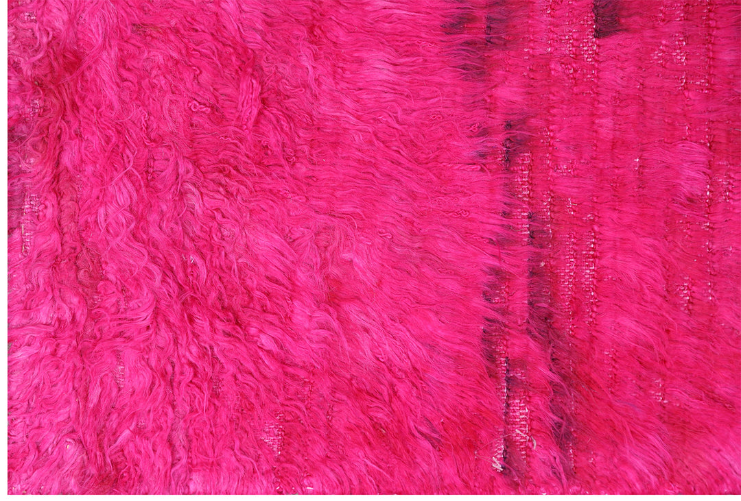 Ariana Barchi Collection 8x10 Hot Pink Moroccan Style Shaggy Hand-Knotted Wool Rug