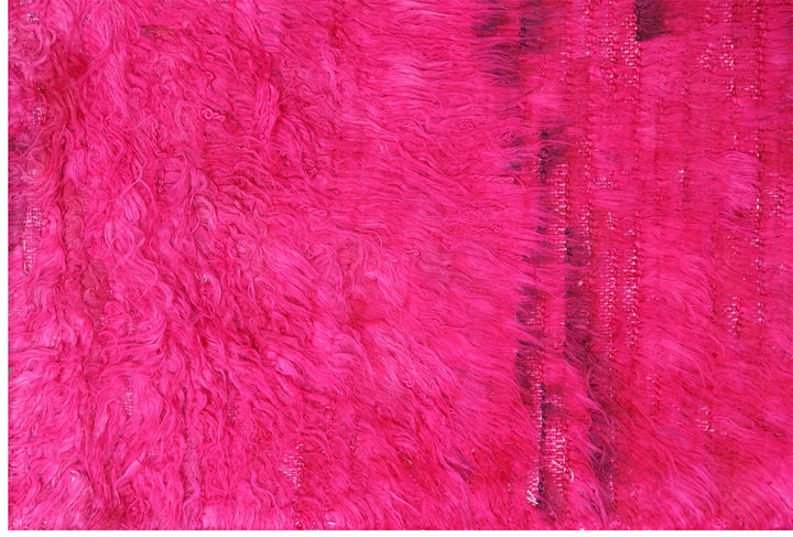 Ariana Barchi Collection 8x10 Hot Pink Moroccan Style Shaggy Hand-Knotted Wool Rug