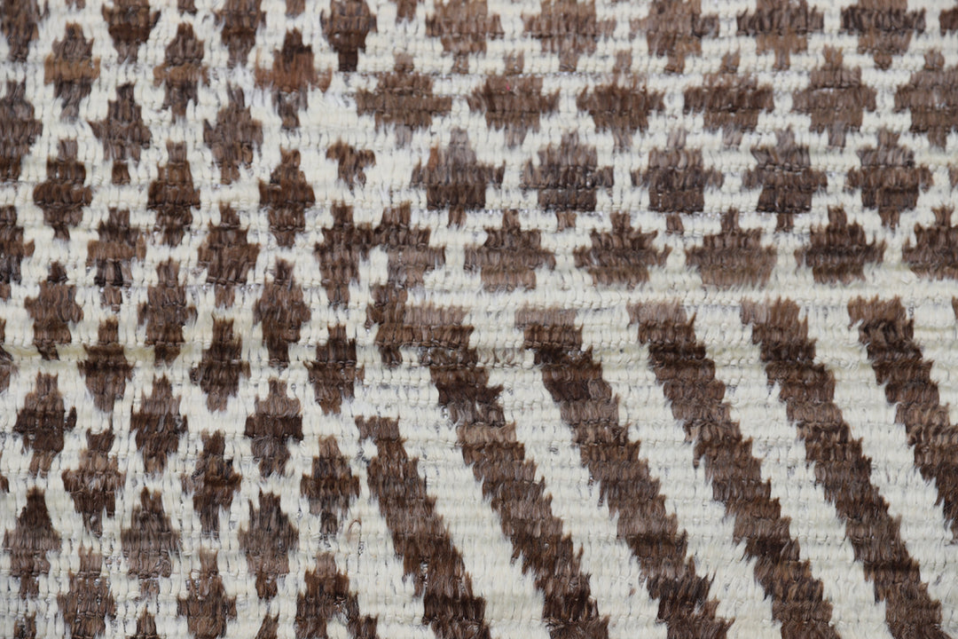 Ariana Barchi Collection 9x12 Moroccan Style Dark Brown White Shaggy Geometric Rug