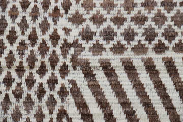 Ariana Barchi Collection 9x12 Moroccan Style Dark Brown White Shaggy Geometric Rug