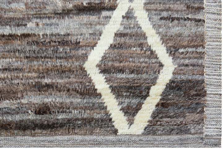 Luxury 13x20 grey and white hand-knotted shaggy Barchi rug from Ariana Rugs West Hollywood
