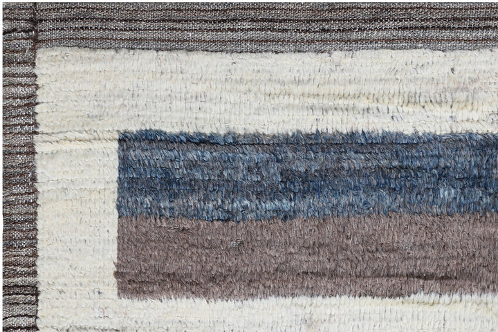 Authentic Ariana Barchi Hand Knotted Moroccan Style Striped Plush Wool Rug