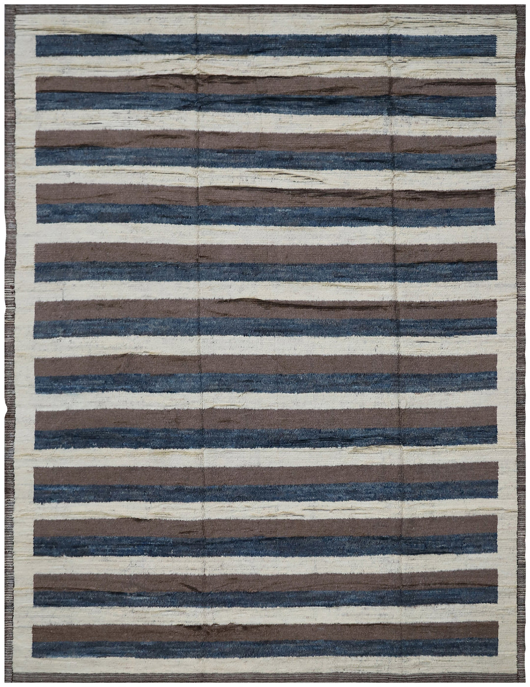 Authentic Ariana Barchi Hand Knotted Moroccan Style Striped Plush Wool Rug