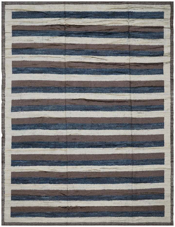 Authentic Ariana Barchi Hand Knotted Moroccan Style Striped Plush Wool Rug