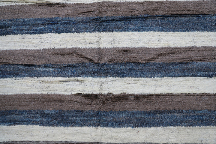 Authentic Ariana Barchi Hand Knotted Moroccan Style Striped Plush Wool Rug