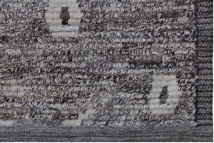 Ariana Barchi 9x11 hand-knotted grey and brown wool rug featuring an authentic Moroccan style design