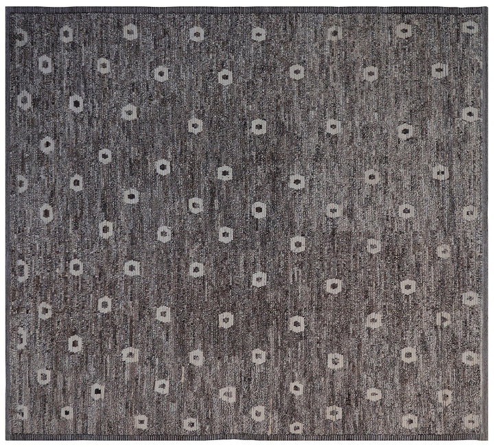 Ariana Barchi 9x11 hand-knotted grey and brown wool rug featuring an authentic Moroccan style design