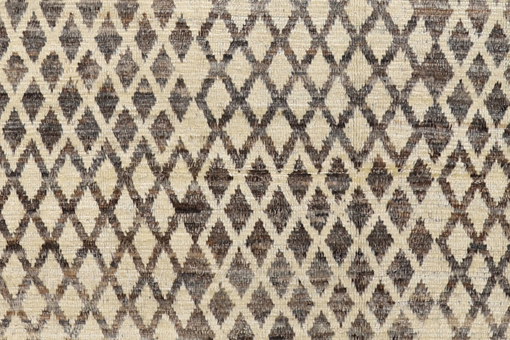 Ariana Barchi Collection: Hand-Knotted Black and White Geometric Moroccan Style Rug