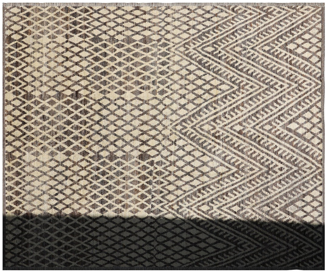 Ariana Barchi Collection: Hand-Knotted Black and White Geometric Moroccan Style Rug