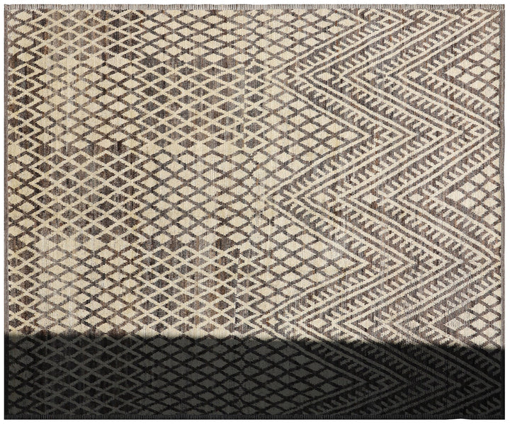 Ariana Barchi Collection: Hand-Knotted Black and White Geometric Moroccan Style Rug