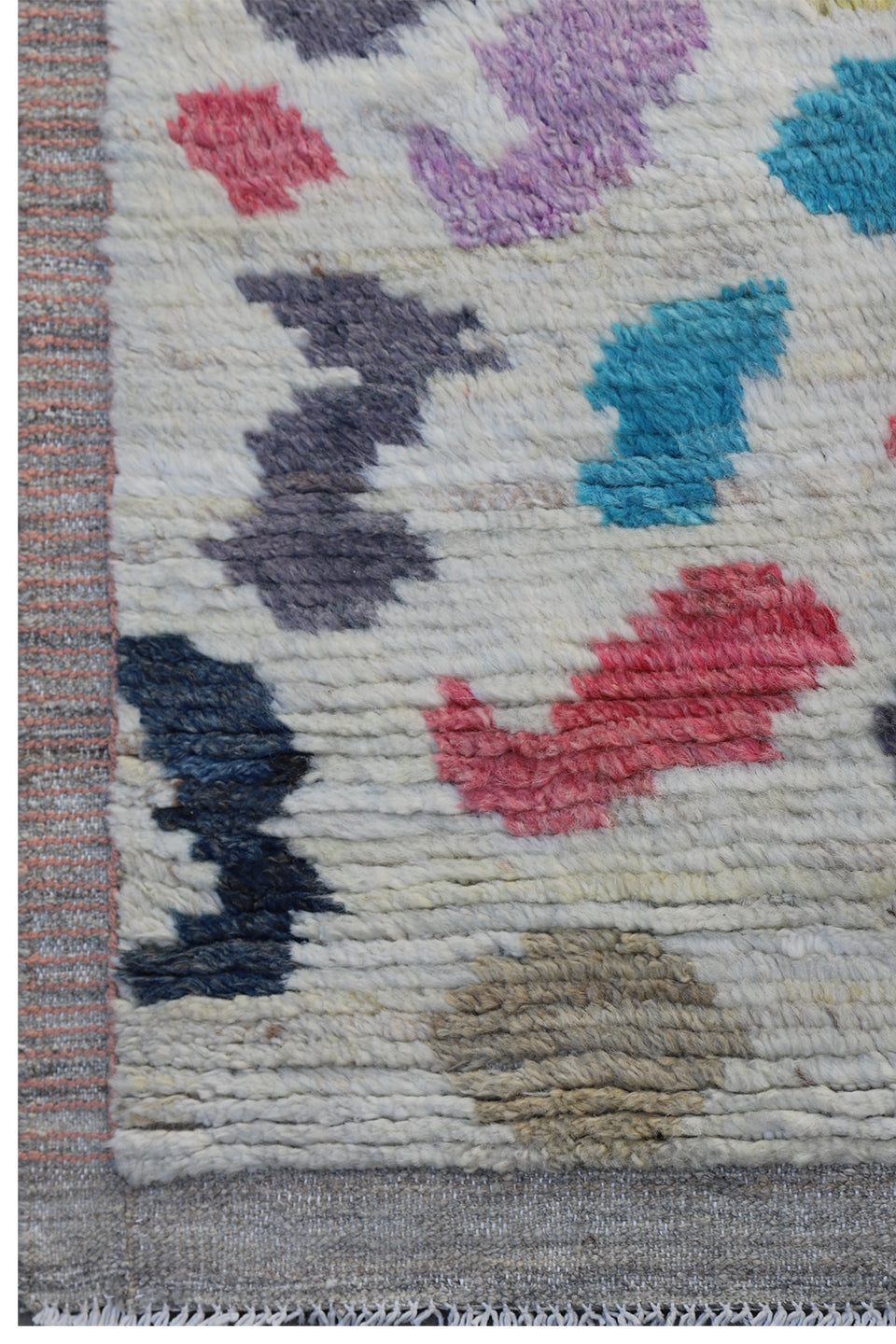 Authentic Ariana Barchi Moroccan Style Multi Color Geometric Shaggy Wool Rug
