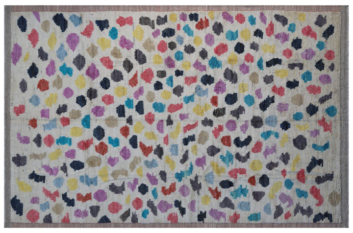 Authentic Ariana Barchi Moroccan Style Multi Color Geometric Shaggy Wool Rug