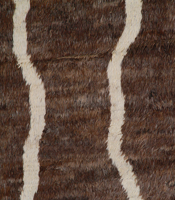 Authentic Ariana Barchi Moroccan Style Large Dark Brown Shaggy Wool Rug