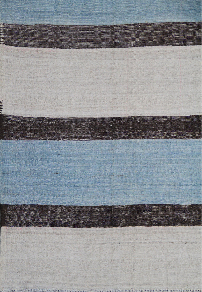 Authentic Ariana Blue and White Kilim - Extra Large Striped Design