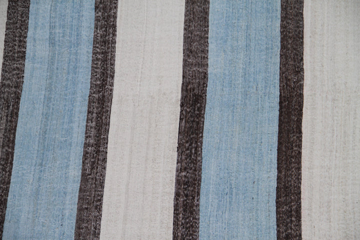 Authentic Ariana Blue and White Kilim - Extra Large Striped Design