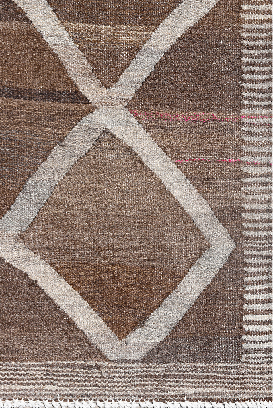 9'x12' Ariana Brown and Grey Geometric Diamond Kilim