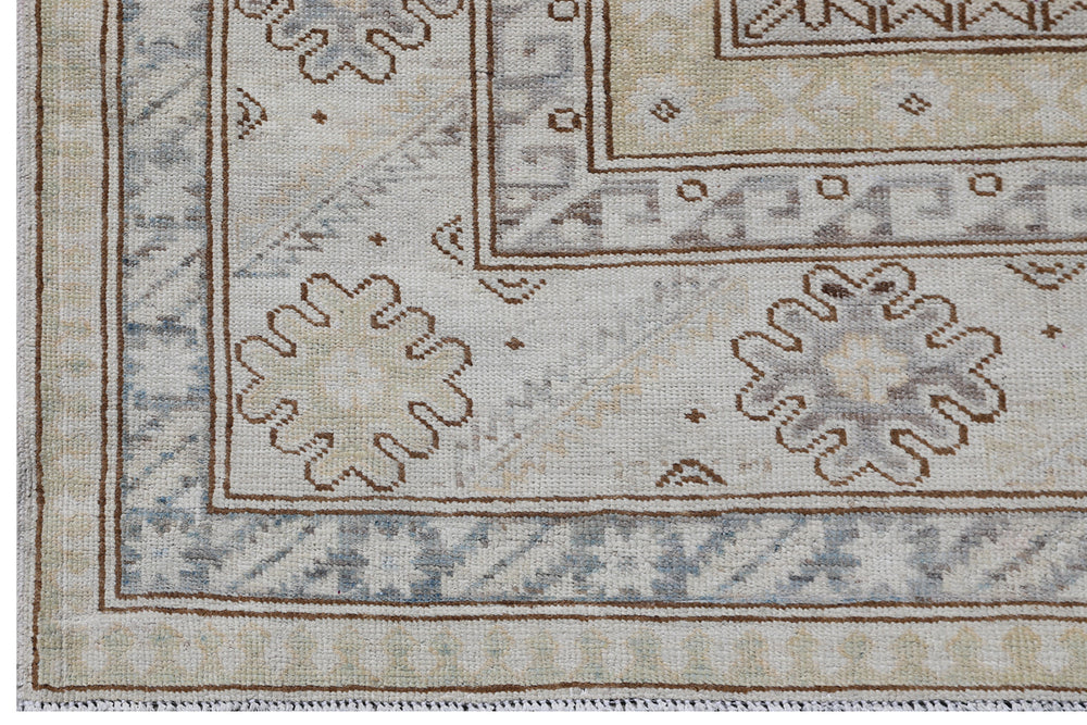 6x9 Geometric Kazak Hand-Knotted Organic Wool Rug