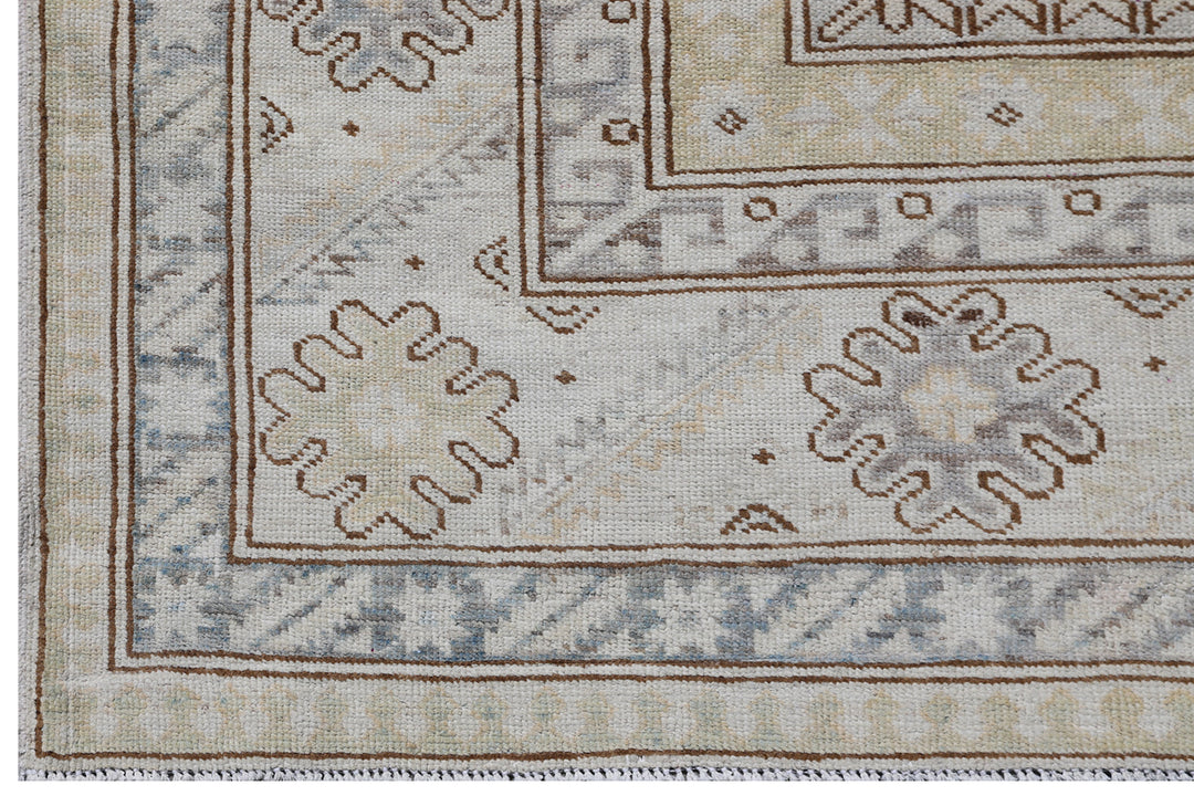 6x9 Geometric Kazak Hand-Knotted Organic Wool Rug