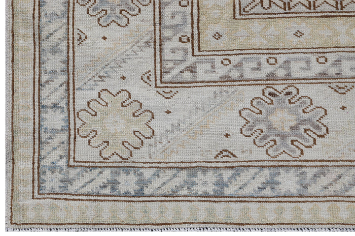 6x9 Geometric Kazak Hand-Knotted Organic Wool Rug