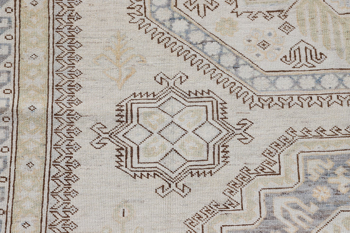 6x9 Geometric Kazak Hand-Knotted Organic Wool Rug