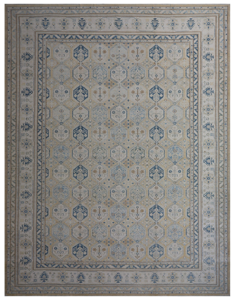 13'x17' Ariana Rugs Hand-Knotted Caucasian Geometric Design