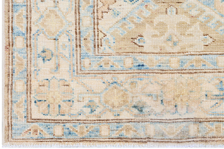 Ariana Hazara Collection: Hand-Knotted Geometric Small Wool Rug