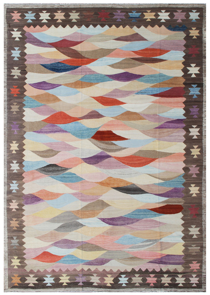 9'x12' Ariana Jewel Tone Geometric Kilim Handwoven in Maimana