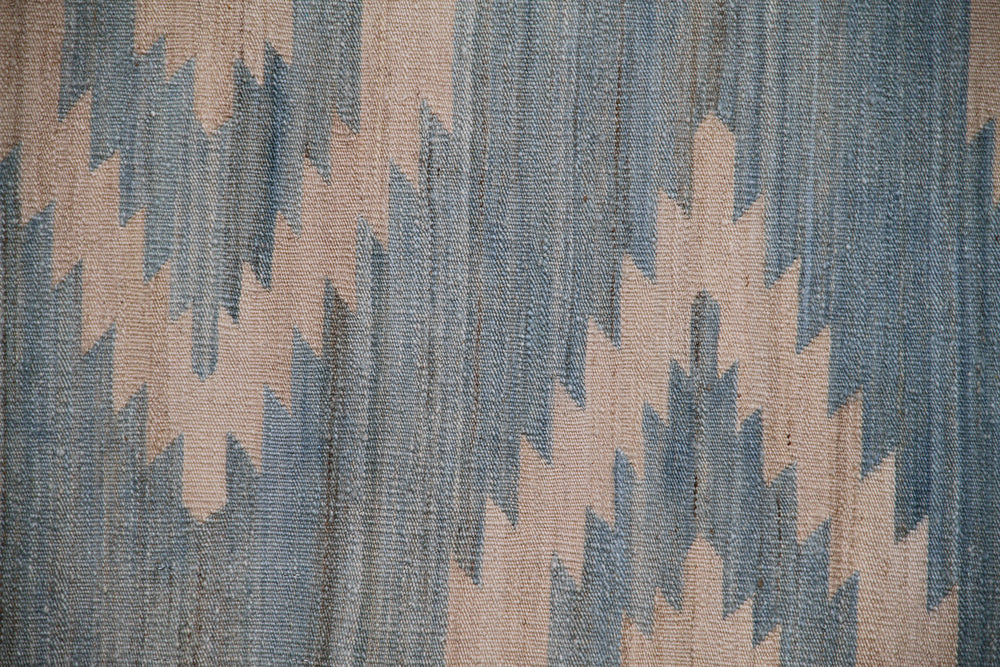 Ariana Rugs 10'5" x 6'6" Blue and White Geometric Medallion Kilim